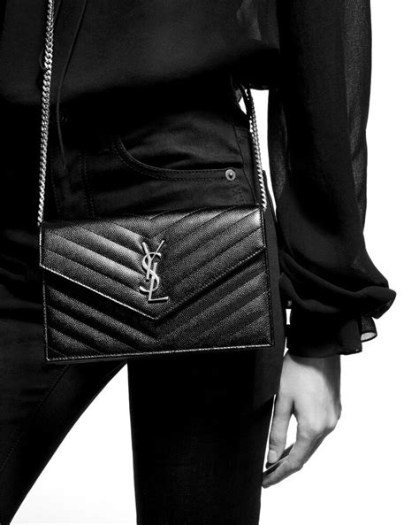 ysl envelope chain wallet in grain de poudre|ysl small wallet on chain.